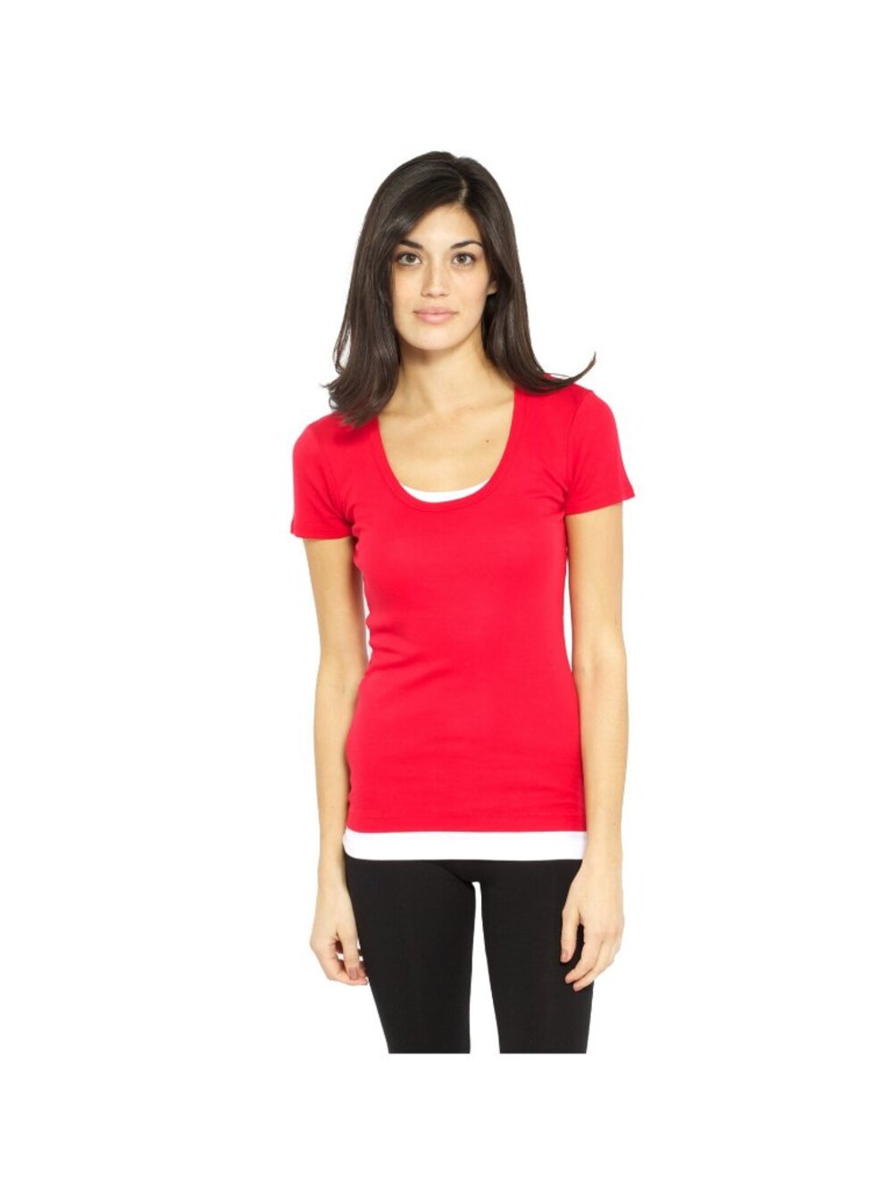 Splendid Jersey Scoop Neck Tee Top Holly Red Slim Fit Layered NWT